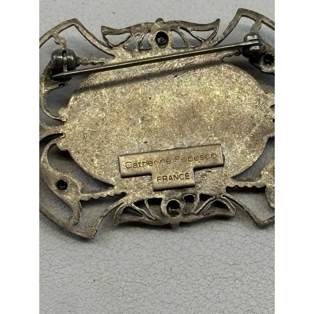 Vintage Catherine Popesco Brooch Enamel Bow Center
